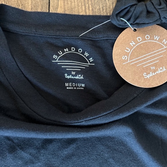 SPLENDID Shibori Black and white Long Sleeve Tie Dye Print Mini Jersey Dress - Picture 11 of 13